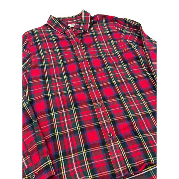 LL Bean Womens Red Relaxed Scotch Plaid Button Down Flannel Shirt Size Large - Picture 3 of 10